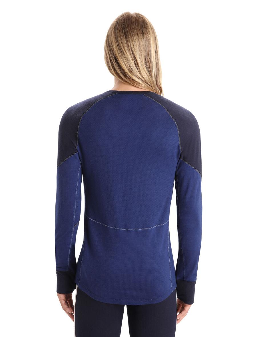 Midnight Navy / Royal Navy Men's Icebreaker BodyfitZone™ Merino 260 Zone Long Sleeve Crewe Thermal Top Base Layers | USA 1381DFMN